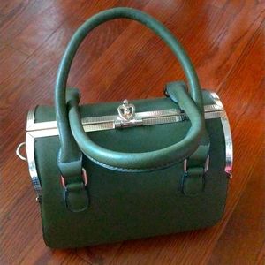 Handbag, green and gold, medium size